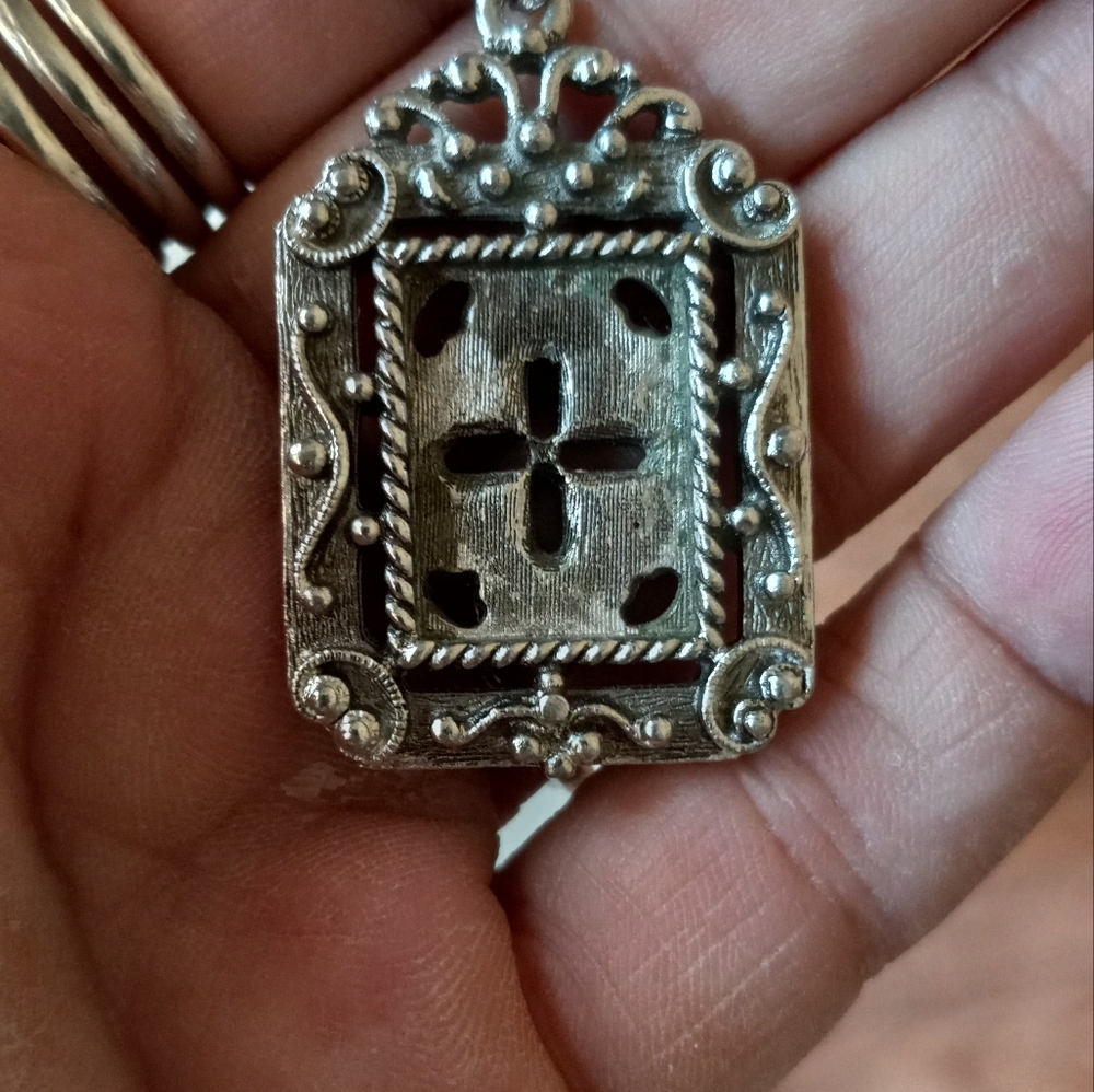 Vintage SS Two Sided Heart Pendant